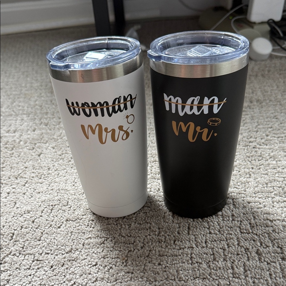 Black and White Mr. and Mrs. Tumblers